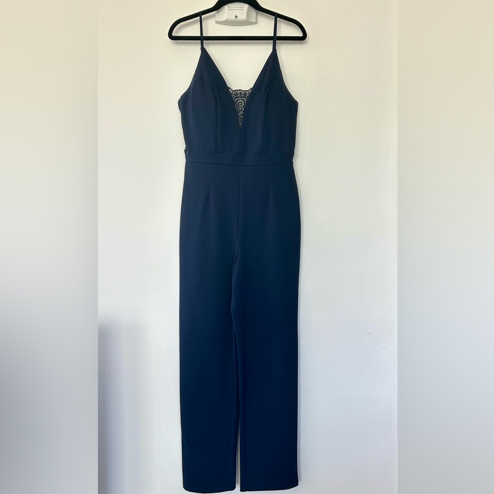 Emerald Sundae Navy Jumpsuit with Lace Detail